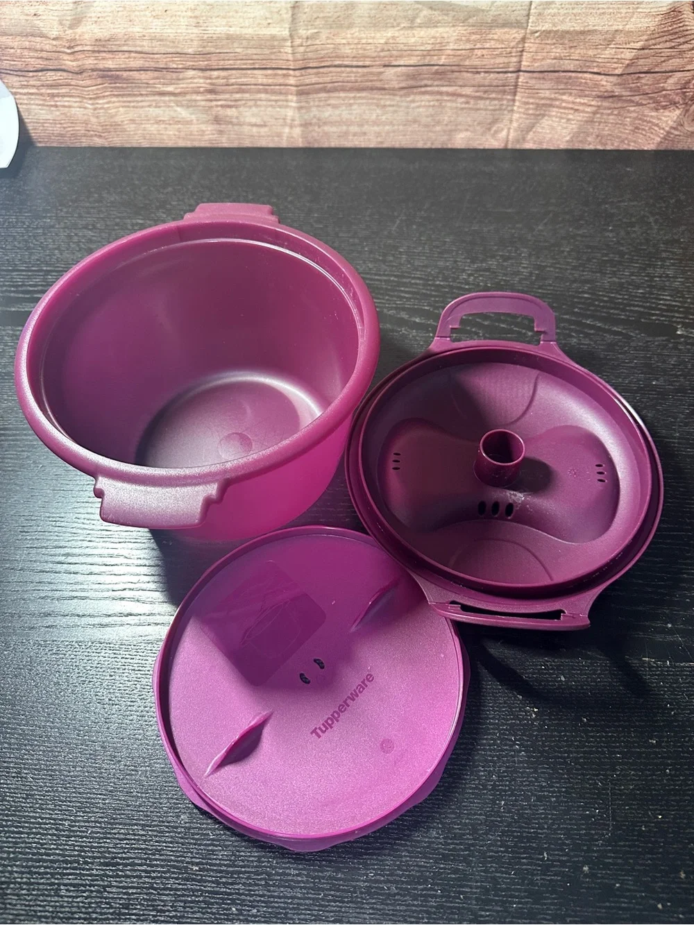 Tupperware Microwave rice cooker steamer purple 3 piece set